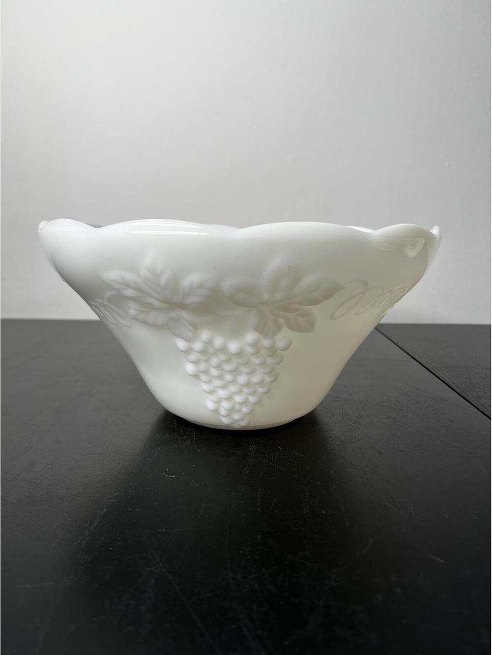 Anchor Hocking Milk Glass Harvest Grape Pattern Salad/Punch Bowl